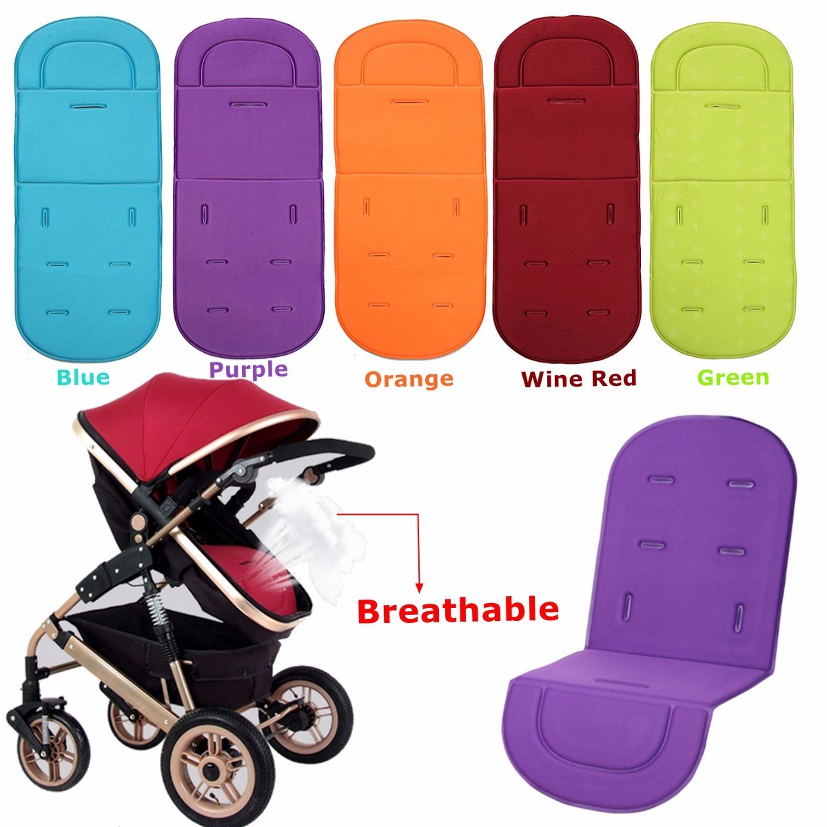 

Washable Soft Baby Stroller Pushchair Car Seat Padding, Purple