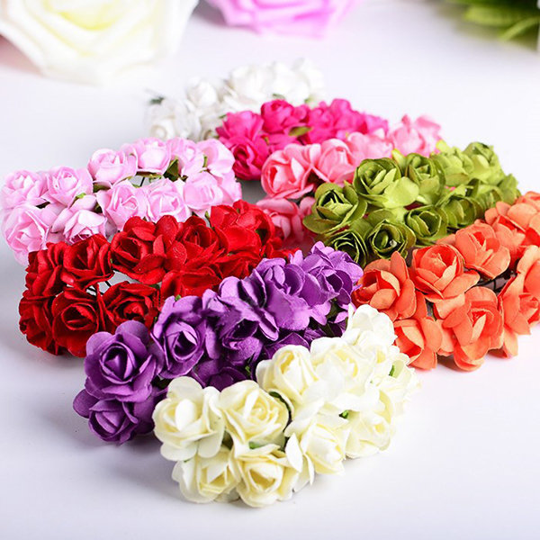 

12 Heads Real Touch Rose Artificial Flowers Plants Bouquet Bridal Party Wedding Home Decor, Pink red milk white white orange light blue green rose red yellow deep blue
