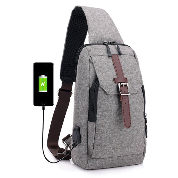 

Minimalist Csual USB Charging Port Outdoor Riding Sling Bag, Black deep grey