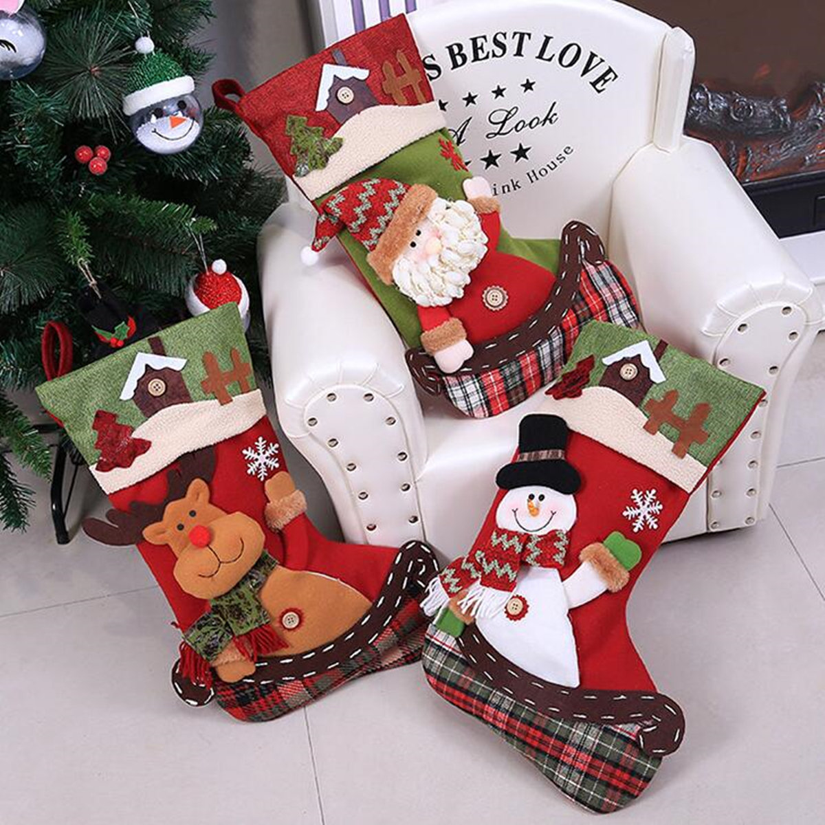 

Christmas Stockings, White