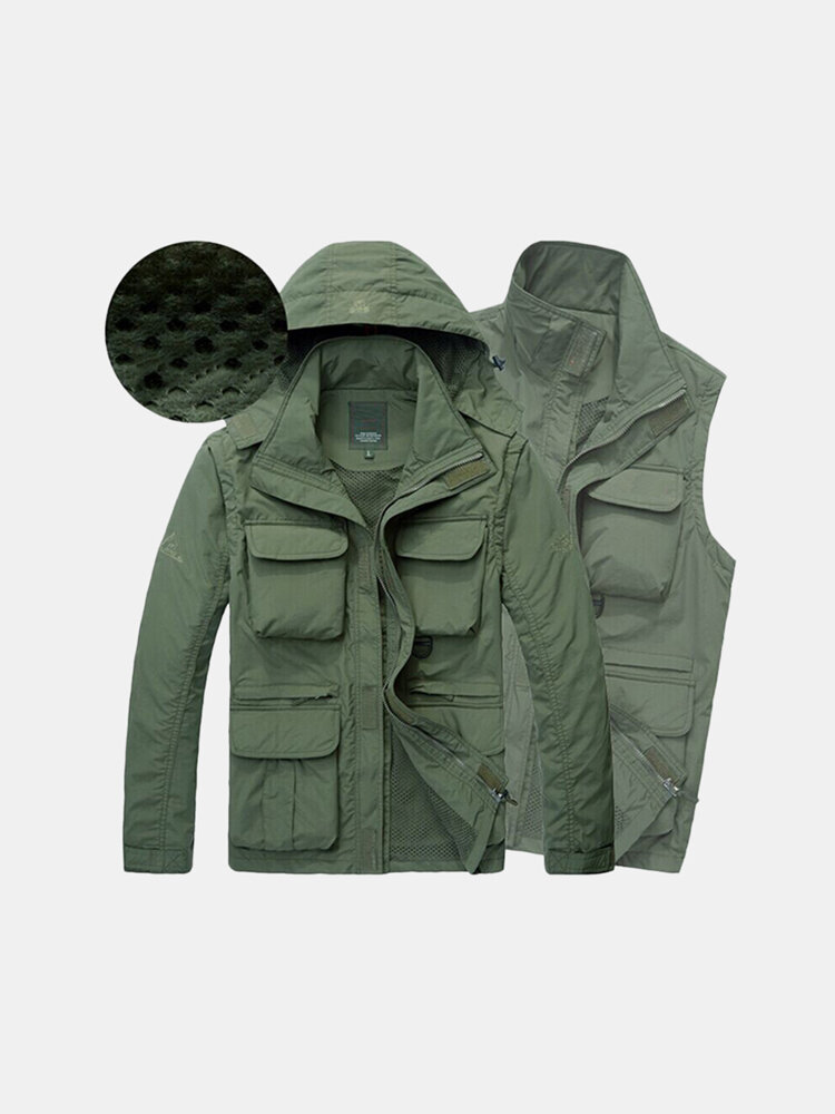 

Quickly Dry Detachable Hood Jacket, Khaki army green