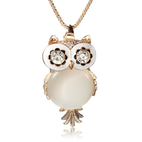 

Cute Opal Owl Pendant Necklace