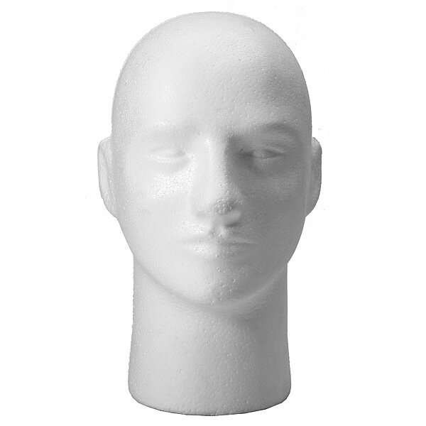 

Wig Hat Glasses White Foam Mannequin Male Head Stand Model