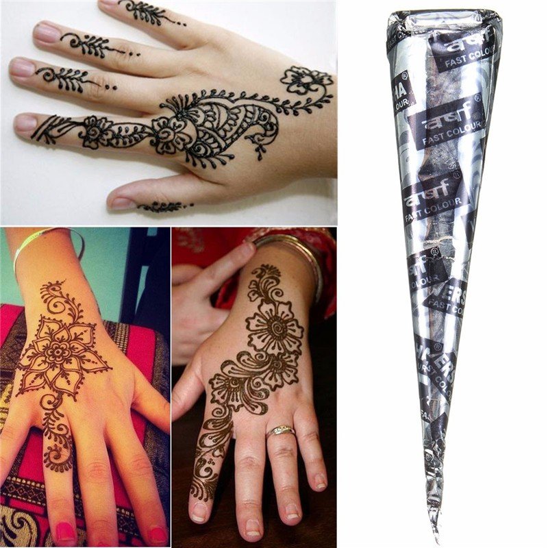 

1Pcs Black Natural Herbal Henna Cones Temporary Tattoos Body Art