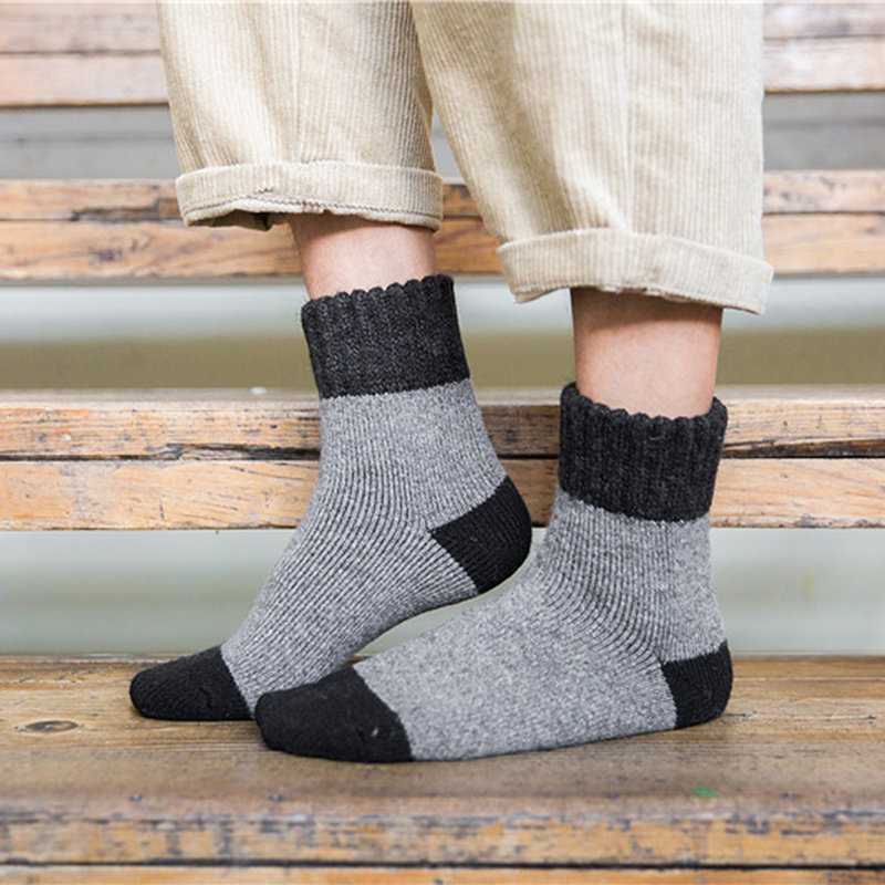 

Mens Wool Middle Tube Socks, Dark grey navy