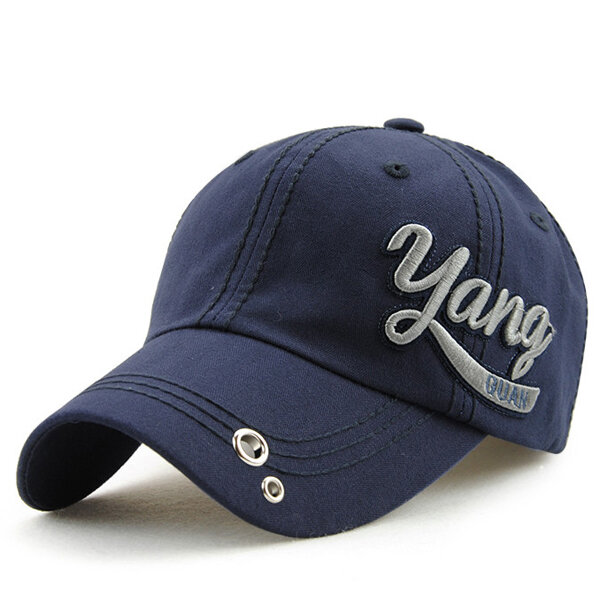 

Men Women Vintage Cotton Baseball Cap Adjustable Punching Embroidery Golf Snapback Hat, Black blue dark gray khaki light gray