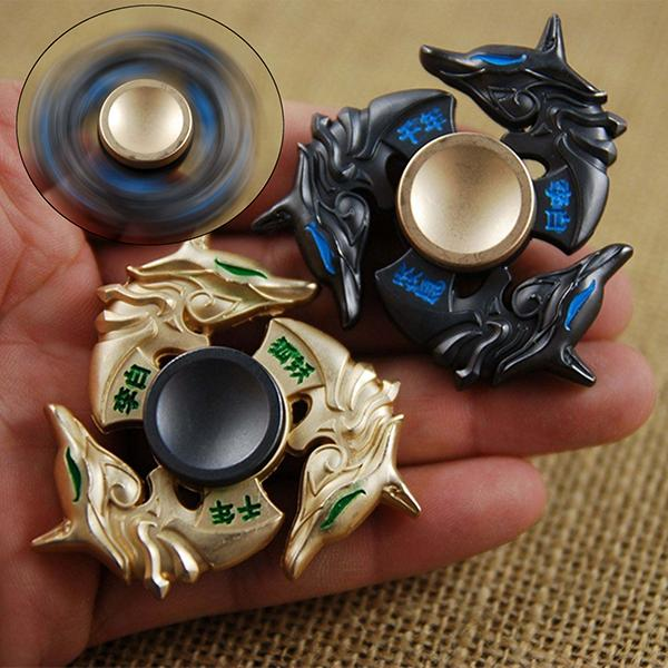 

New Alloy Hand Spinner Tri Fidget Focus Toy EDC Finger Spin Gyro ADHD Autism Stress Reliever, Gold black