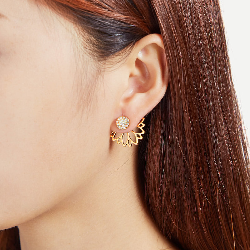 

Luxury Hollow Lotus Cute Earrings, Gold