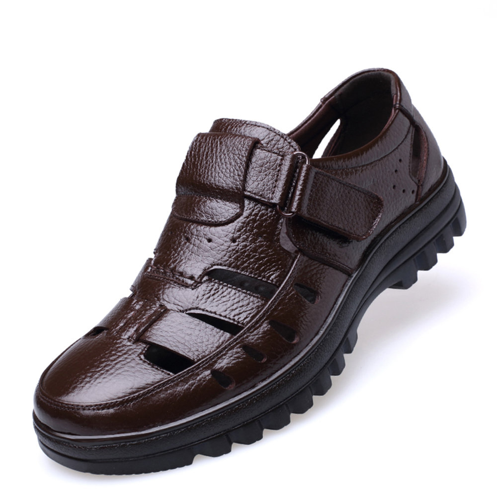 

Men Genuine Leather Casual Sandals, Black