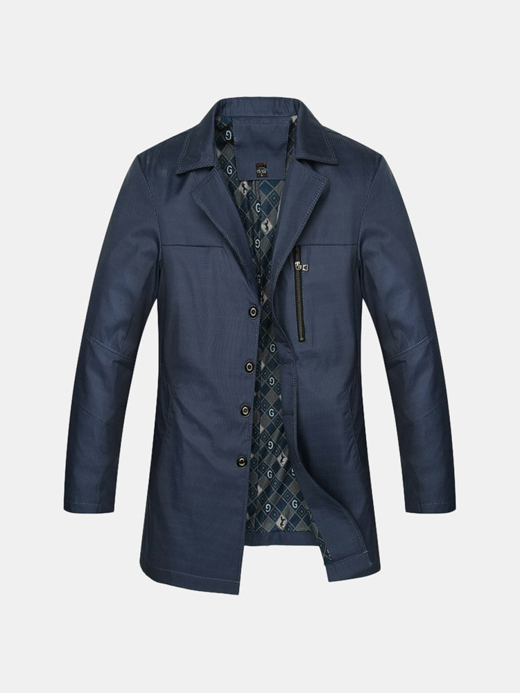 

Men's Business Classic Suit Collar Trench Coat, Khaki navy