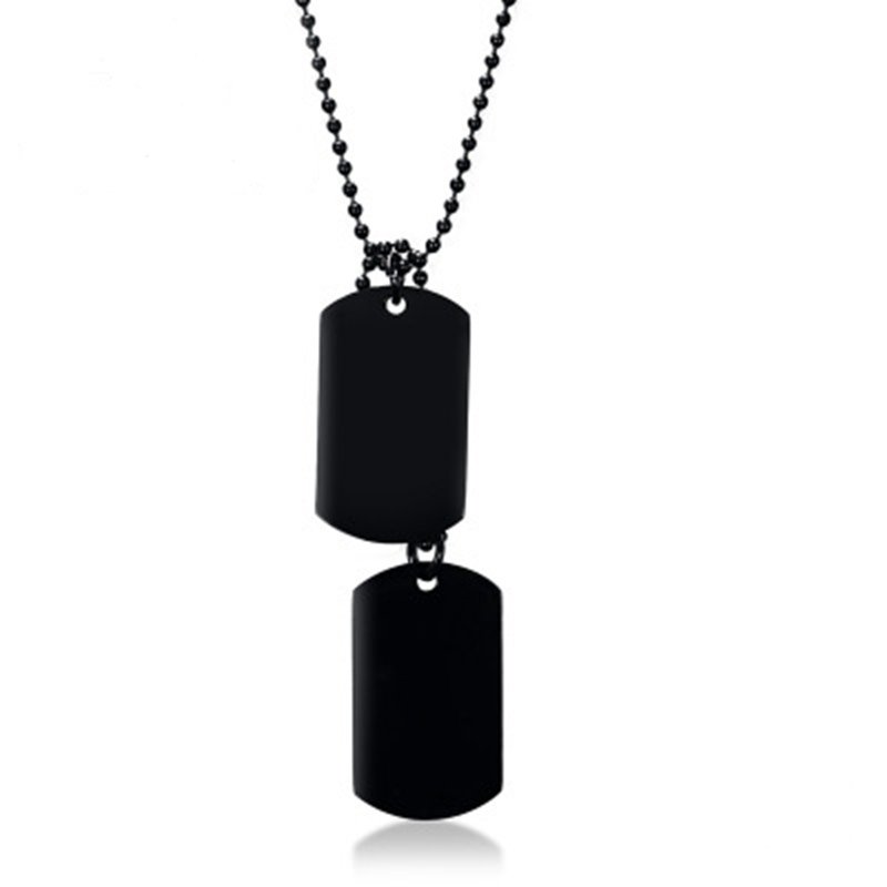 

Trendy Double Dog Tag Necklaces, Gold black