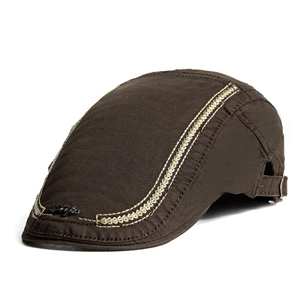 

Mens Cotton Embroidery Sunshade Berets Caps Casual Travel Painter Forward Hat, Khaki black navy dark grey army green coffee
