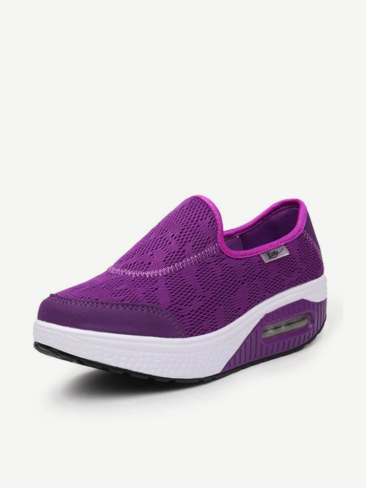 

Breathable Rocker Sole Platform Casual Shoes, Gray navy blue rose sky blue purple black