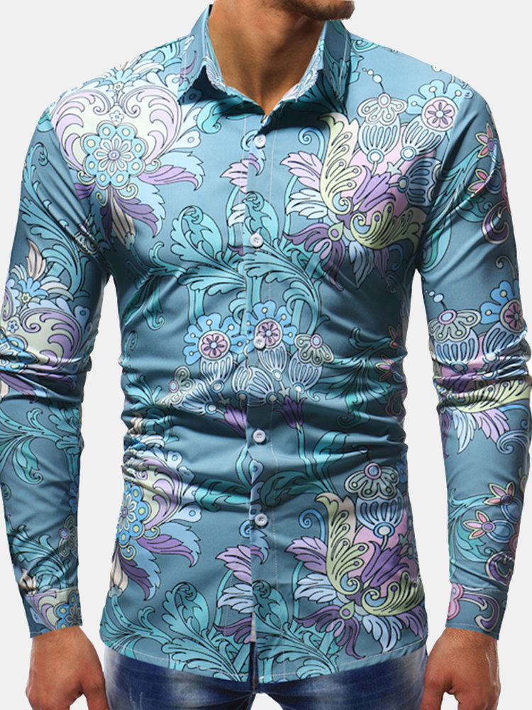 

Comfy Print Single Breasted Long Sleeve Suit, Multi color