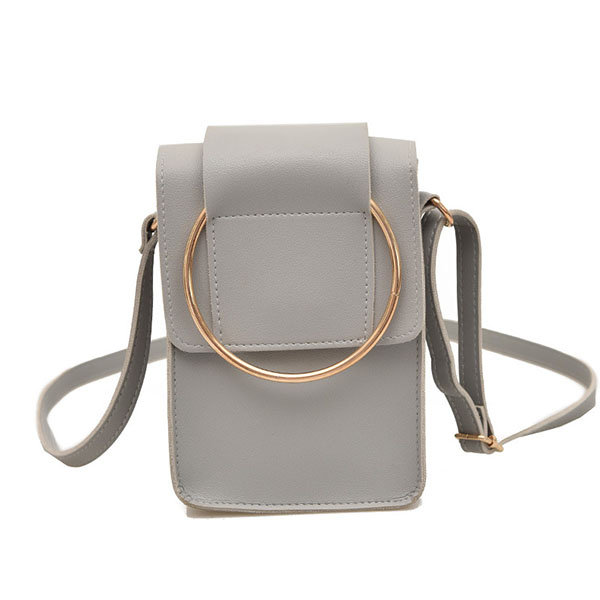 

Stylish Metal Ring Shoulder Bag Phone Bag Crossbody Bag For Women, Black