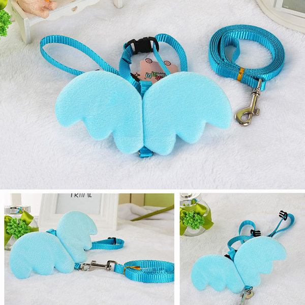 

Creative Pet Dog Traction Rope Leash Belt Angel Wings Teddy Big Dog Puppy Walking Lead, Blue yellow pink
