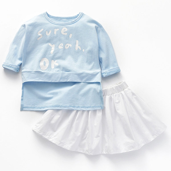 

2pcs Girls T-shirt + Skirt Sets For 1Y-9Y, Blue