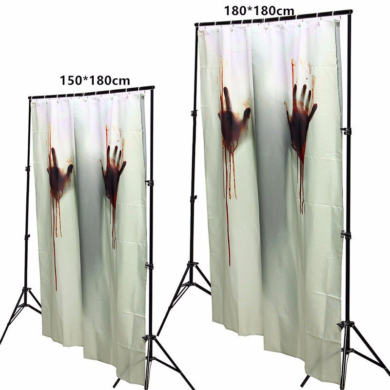 

2 Sizes Halloween Horror Blood Bath Polyester Shower Curtain Bathroom Decor with 12 Hooks, White