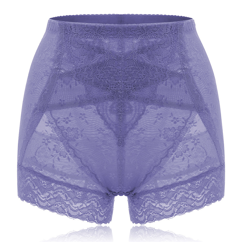 

High Waisted Lace Tummy Shapewear Panties, Black nude purple