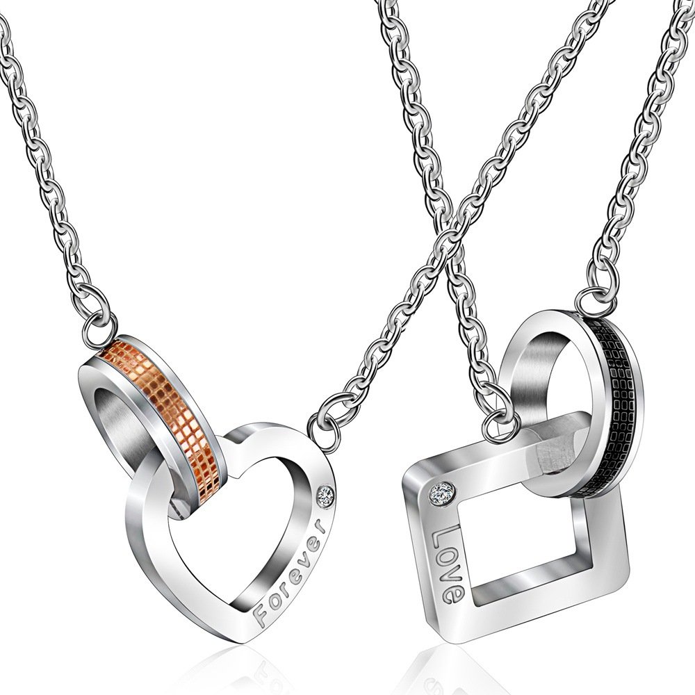 

Sweet Forever Love Couple Necklace, White