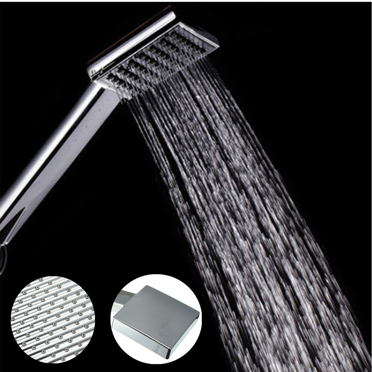 

Water-Saving Polished ABS Chrome Square Silver Bathroom Rainfall Shower Head