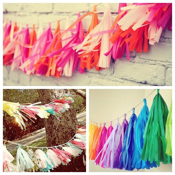 

5Pcs Tassels Tissue Paper Garlands Bunting Ballroom Wedding Party Home Decoration, Black/red/green black/red/blue black/green/red black/white black/orange black/red white grey/orange