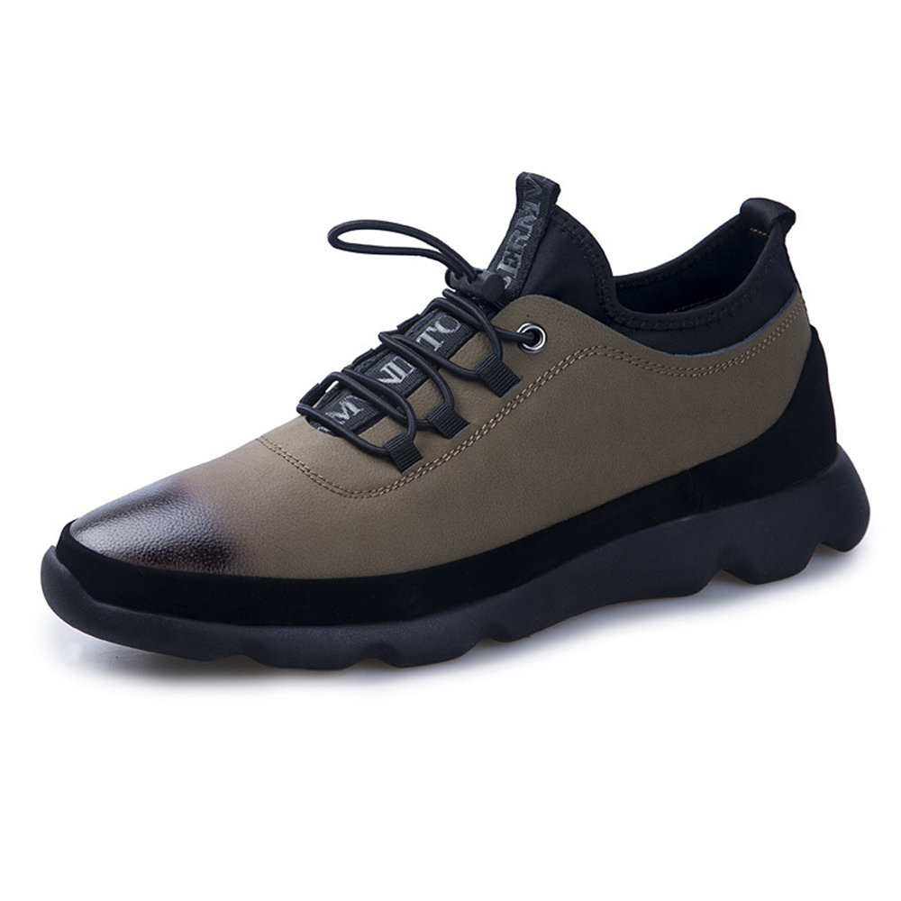 

Men Leather Soft Sole Causal Shoes, Black khaki