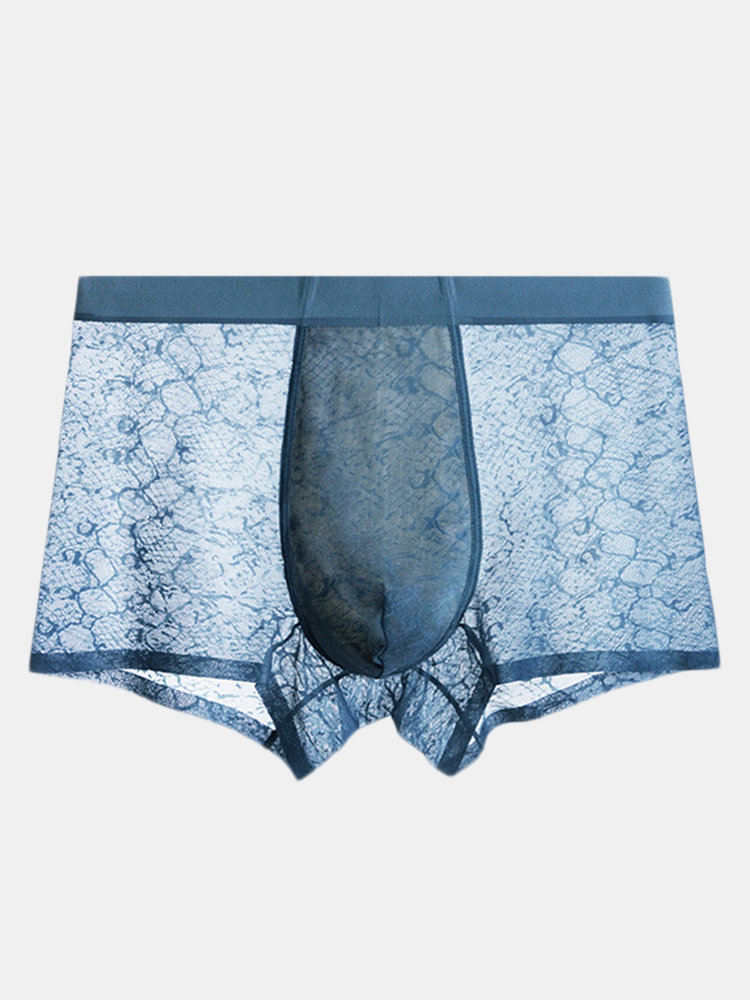 

Lace Seamless Ice Silk Boxers, Blue green gray