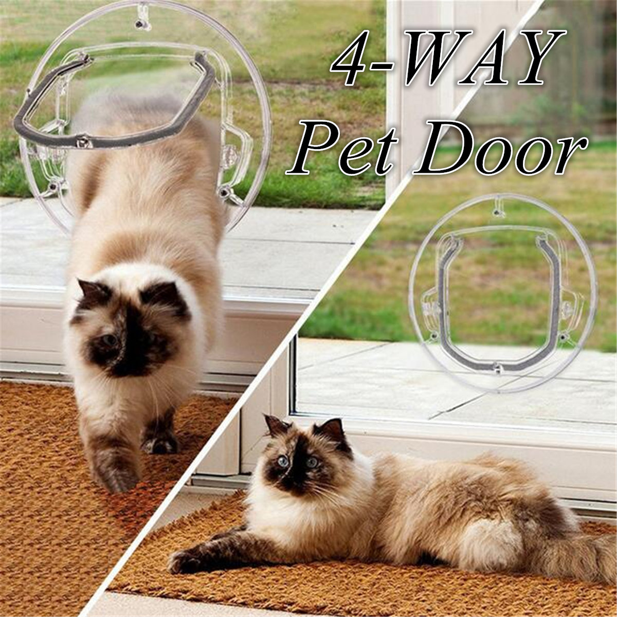 

4 Ways Round Pet Cat Puppy Small Dog Door Flap Screen