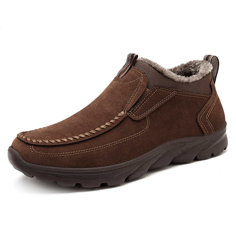 

Menico Large Size Men Warm Plush Lining Ankle Boots, Coffee dark grey black
