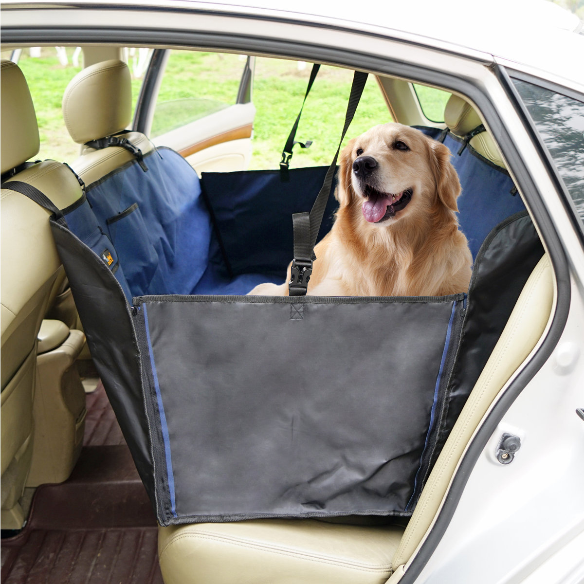 

Dog Seat Covers Barrier for Car Truck Back Seat Waterproof, White black