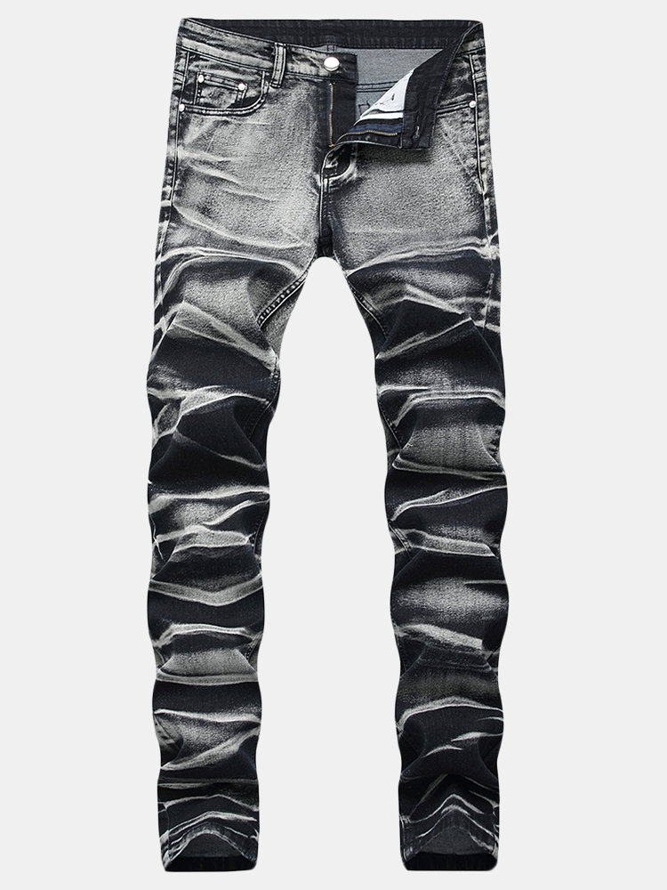 

Mid Waist Skinny Fold Stone Washed Jeans