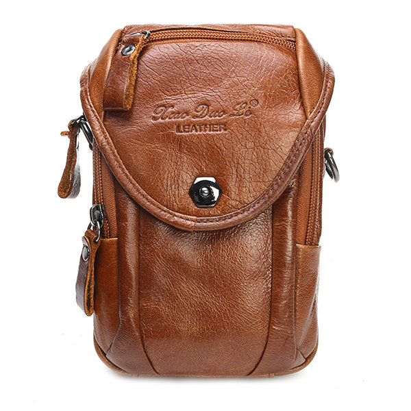 

Multi-functional Waist Bag Genuine Leather Sling Bag Crossbody Bag For Men, Dark coffee light coffee