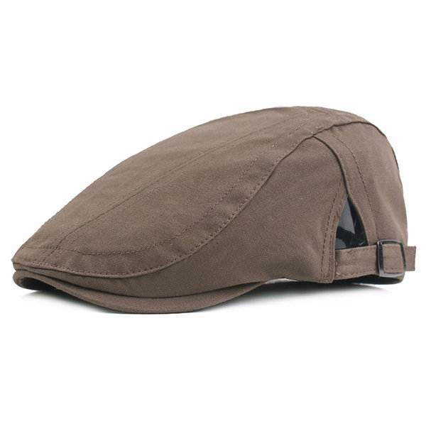 

Men's Cotton Solid Color Adjustable Beret Cap, Black white grey