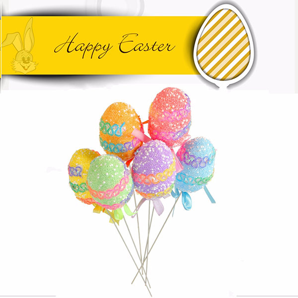 

6Pcs Colorful Picks On Sticks Easter Egg Party Home Decor Child Gift