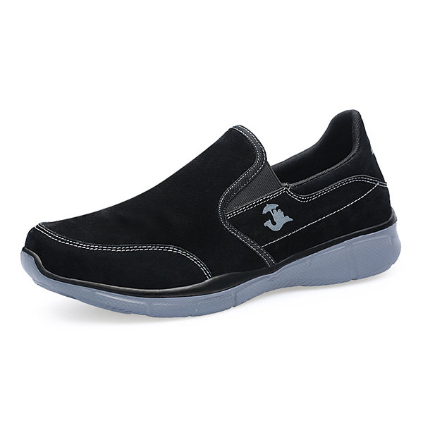 

Men Cow Leather Non-slip Shock Absorption Casual Shoes, Black khaki