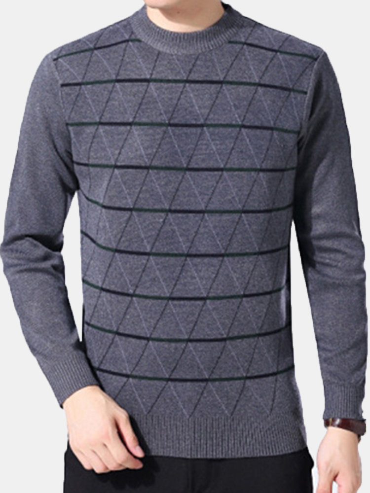 

Mens Business Style Lattice Knitted Pullovers, Gray dark gray brown