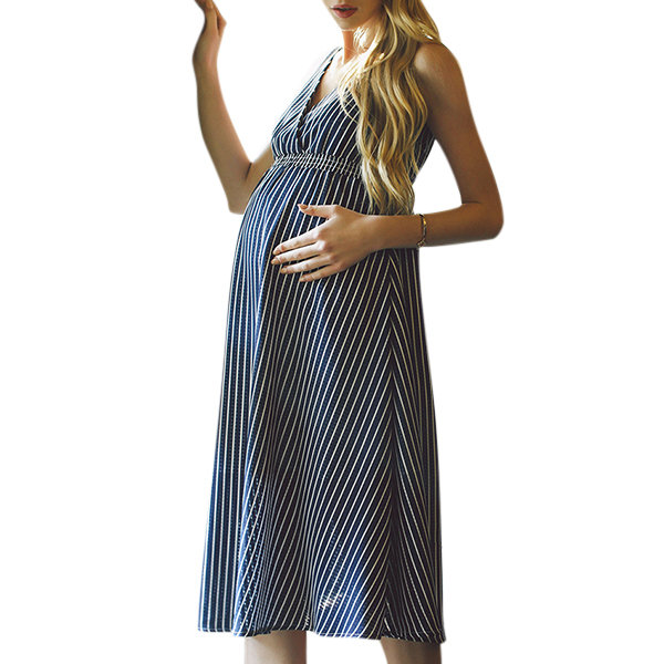

Chiffon Striped Maternity Dress, Blue