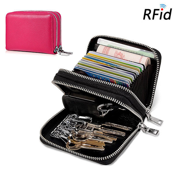

RFID Genuine Leather 14 Card Slot Wallet Key Holder