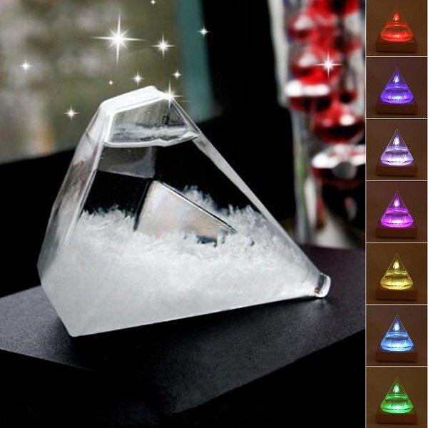 

Creative Diamond Shape Storm Glass With LED Base Novel Weather Forecast Home Decor
