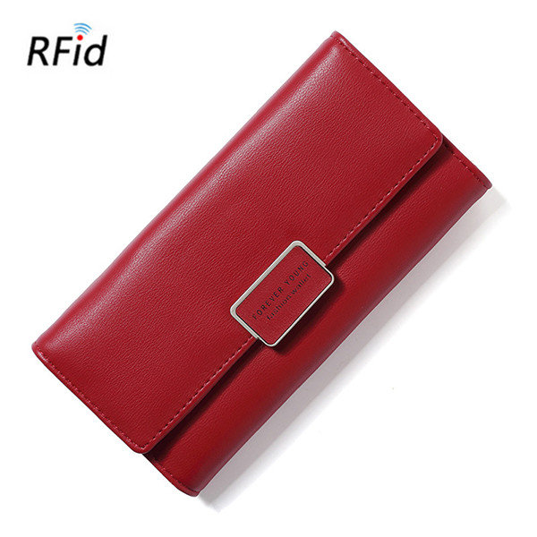 

RFID Women Trifold Multi-function 9 Card Slot Phone Bag, Sky blue black pink green blue