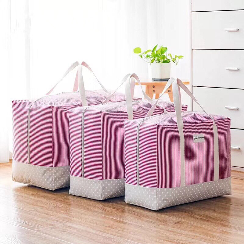 

Thick Cotton Linen Clothing Quilt Storage Bag, Blue pink
