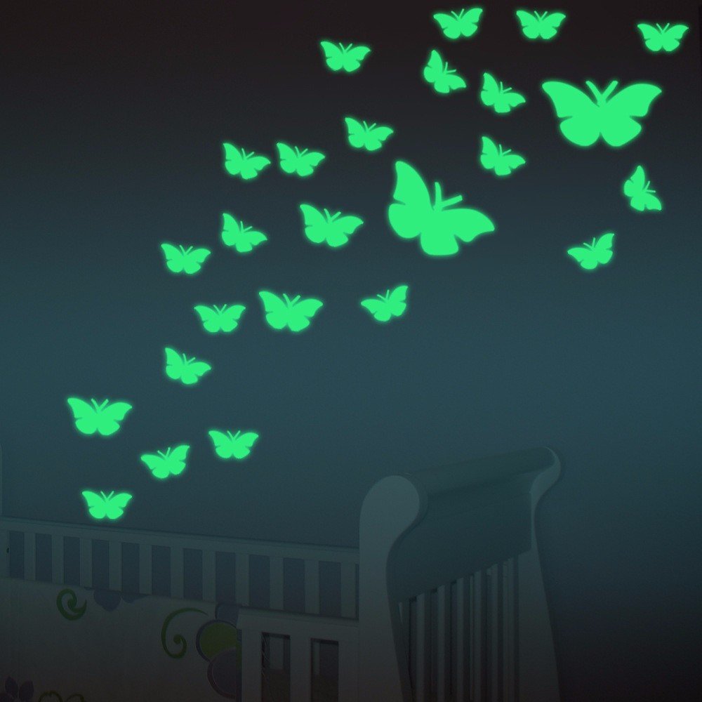 

12PCS Luminous Fluorescent Wall Stickers Butterfly Decal Baby Kids Bedroom Home Decor
