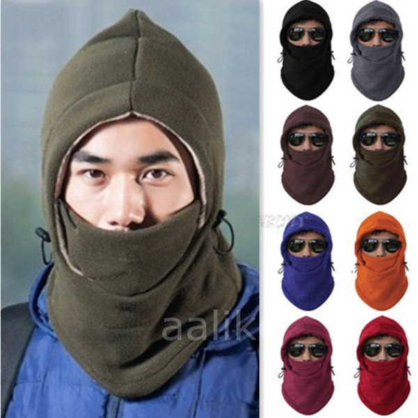 

Windproof Ski Fleeces Cap Outdoor Mask Warm Head Scarves, Black gray orange army green