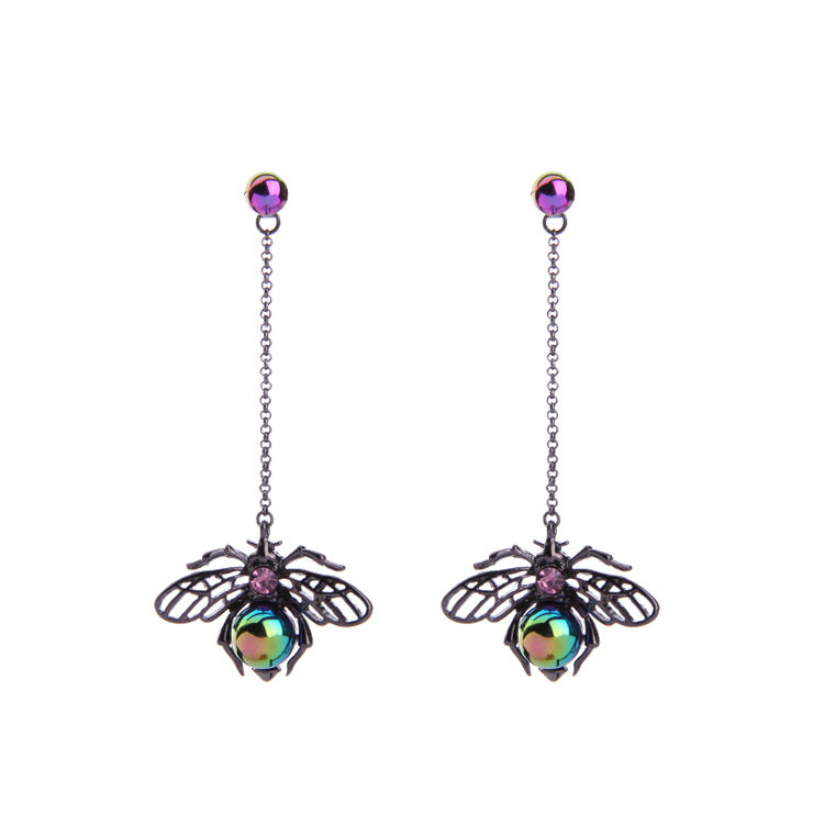 

Colorful Pearl Insect Dangle Earrings