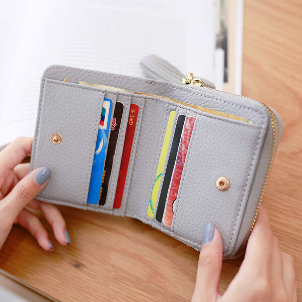 

Women Stylish Tassel Short Wallet Card Holder Coins Bag Purses, Gray