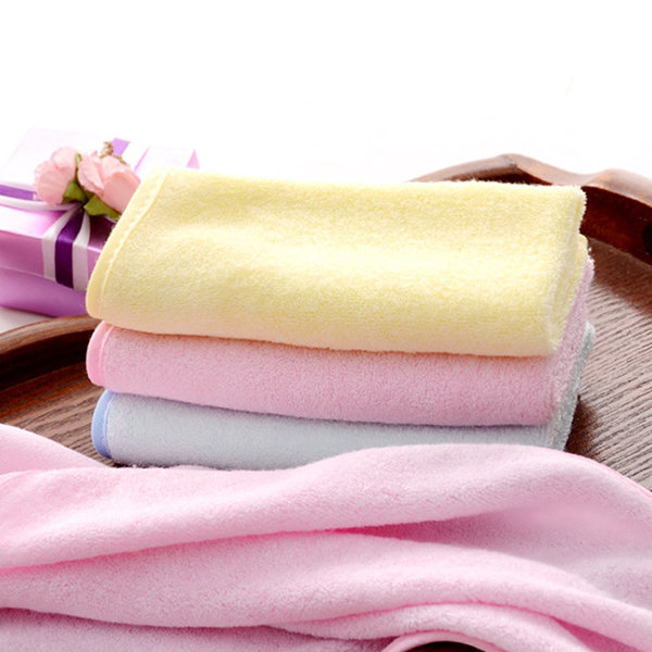 

30x30cm Plain Bamboo Fiber Square Hand Towels Baby Wring Children Towel Remover Towel, Blue yellow light pink