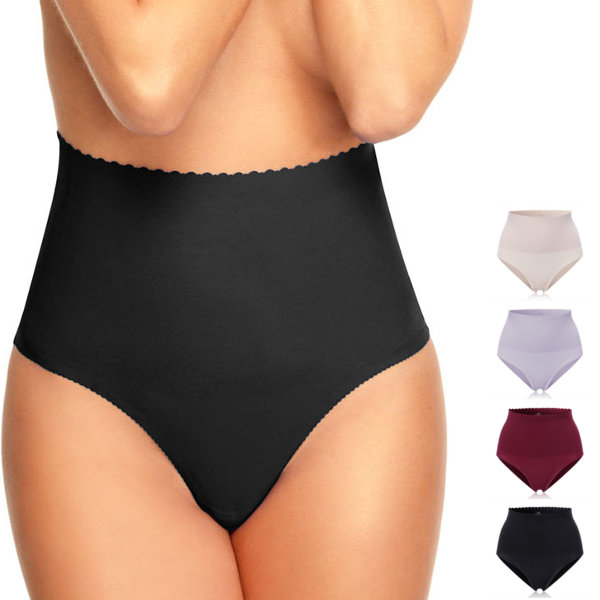 

Ultrathin Seamless Raw Cut High Waist Panties Belly Shaping Soft Underwear, Nude wine red grey black