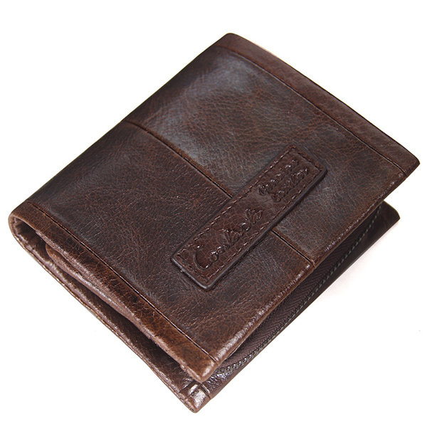 

Genuine Leather Business Vintage Wallet 5 Card Holders Detachable Coin Bag For Men, Black red