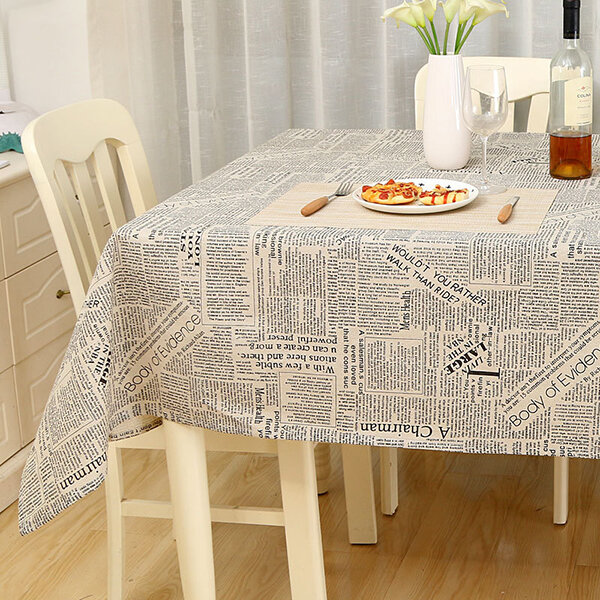 

Newspaper Vintage Style Tablecloth, White